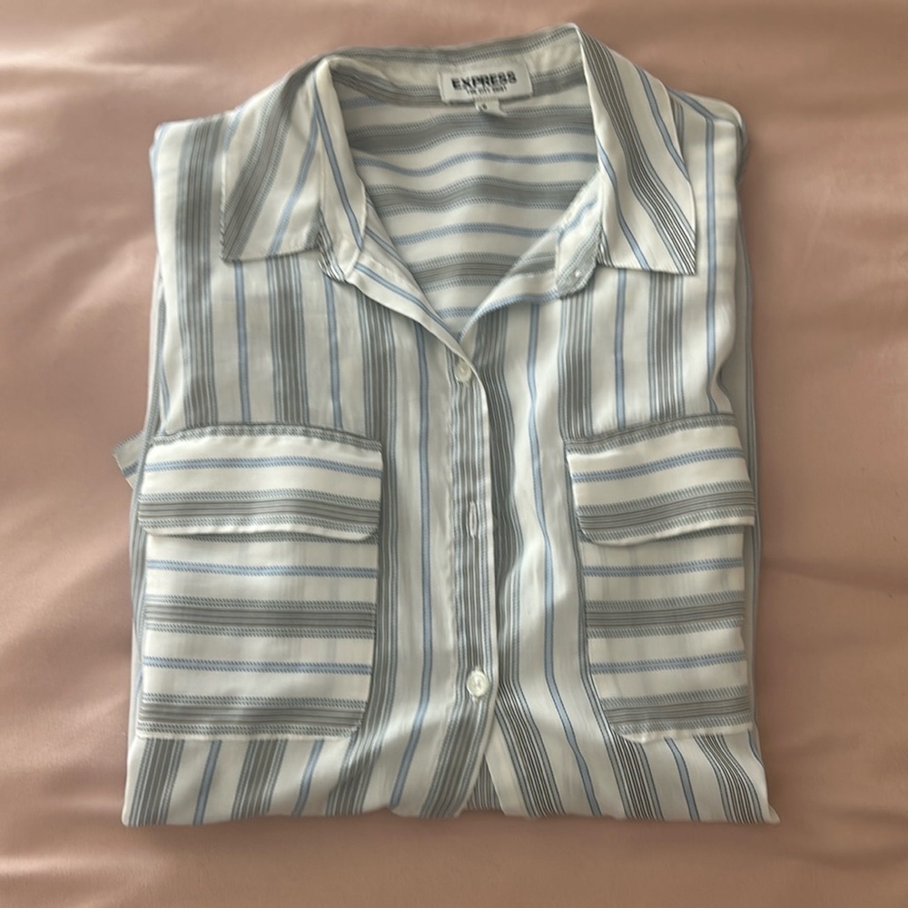 Express “The City” striped, blue and white blouse